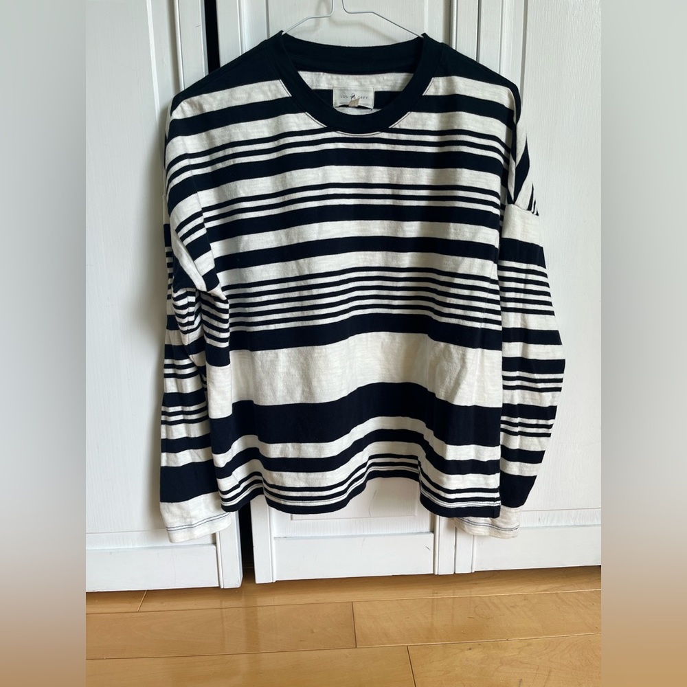 Lou & Grey Navy and White Striped Sweater